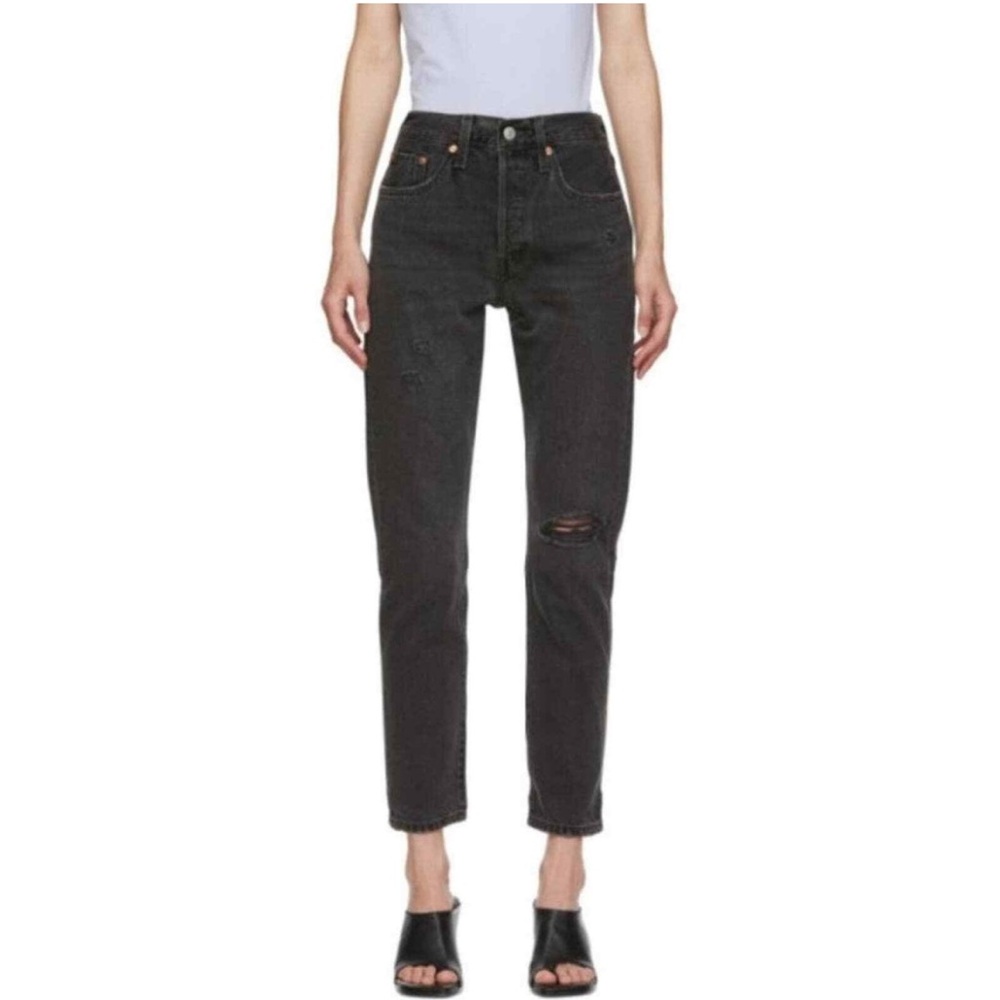 Levi's 501 Skinny Jeans Washed Black Distressed
